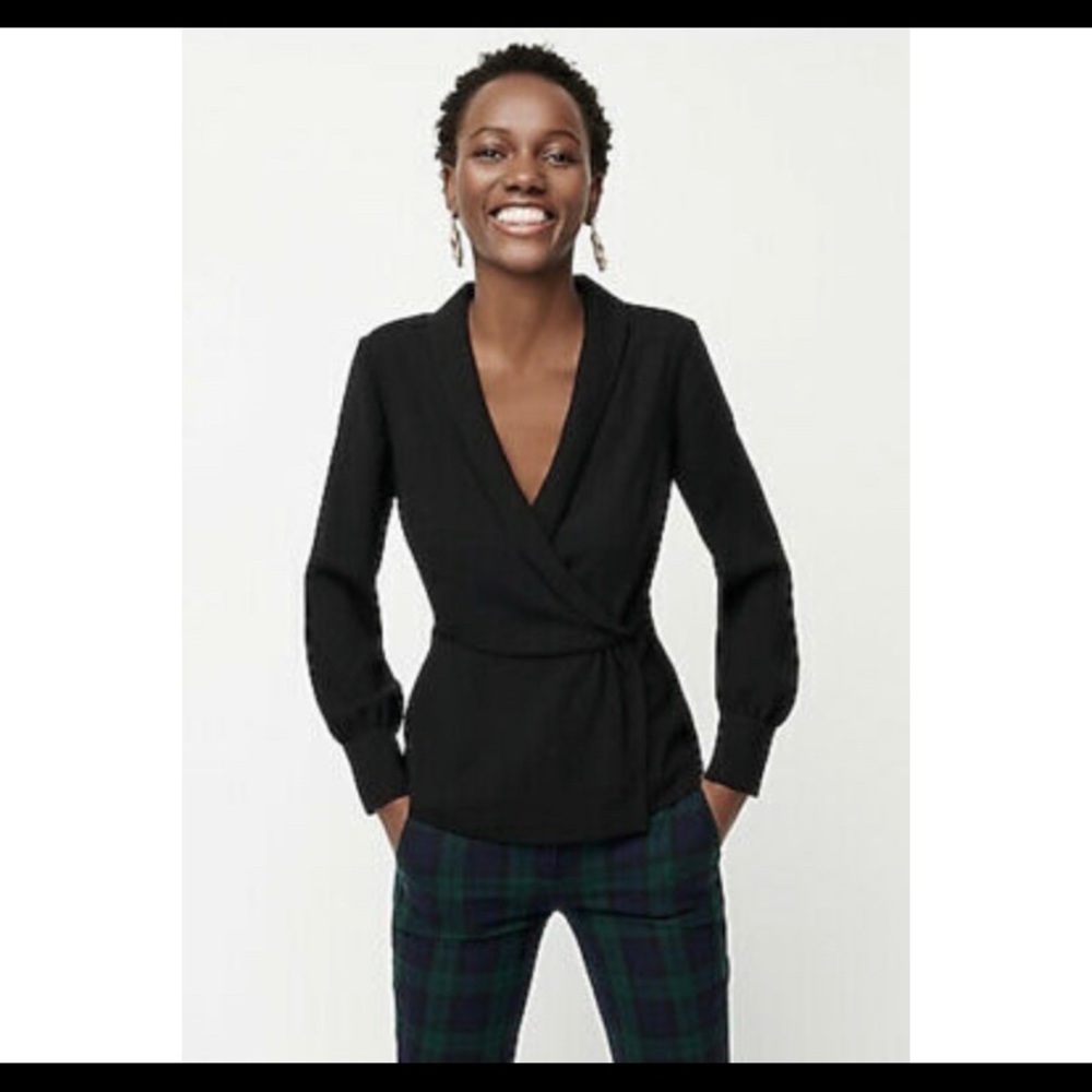 J Crew Drapey Faux-Wrap Top in 365 Crepe Size 2